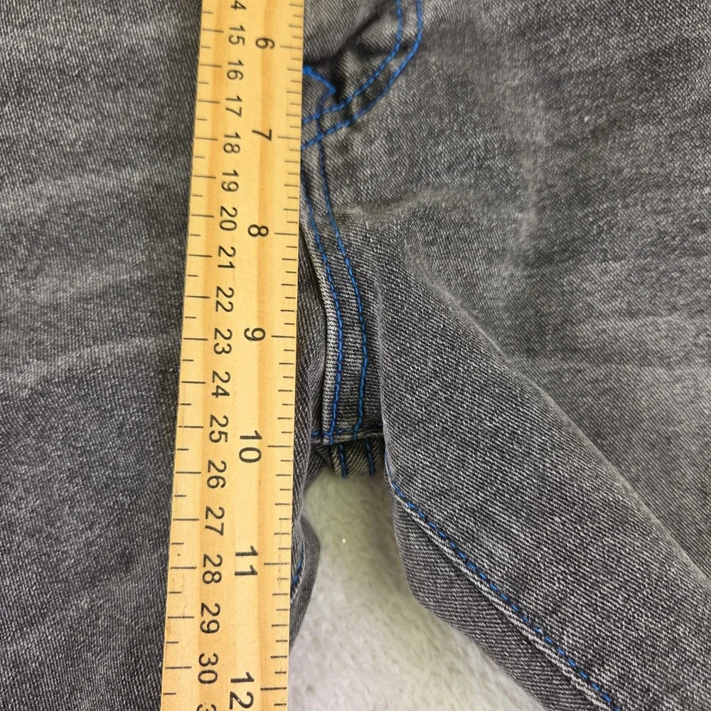 True Religion Geno Relaxed Slim Jeans Gry Phantom Wash 700985 Mens 31 Blu Stitch